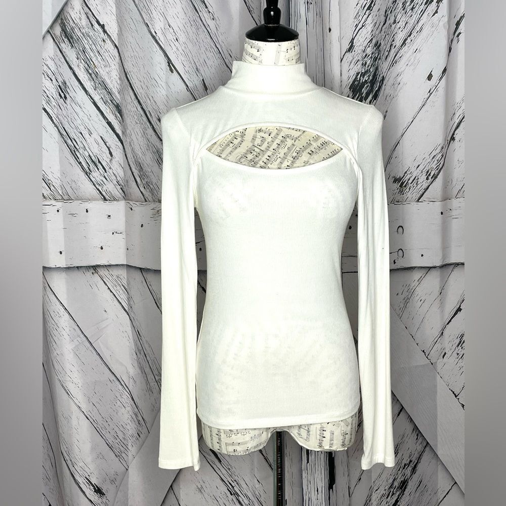 Z Supply Pandora Rib Cut Out Top Off-White Size M